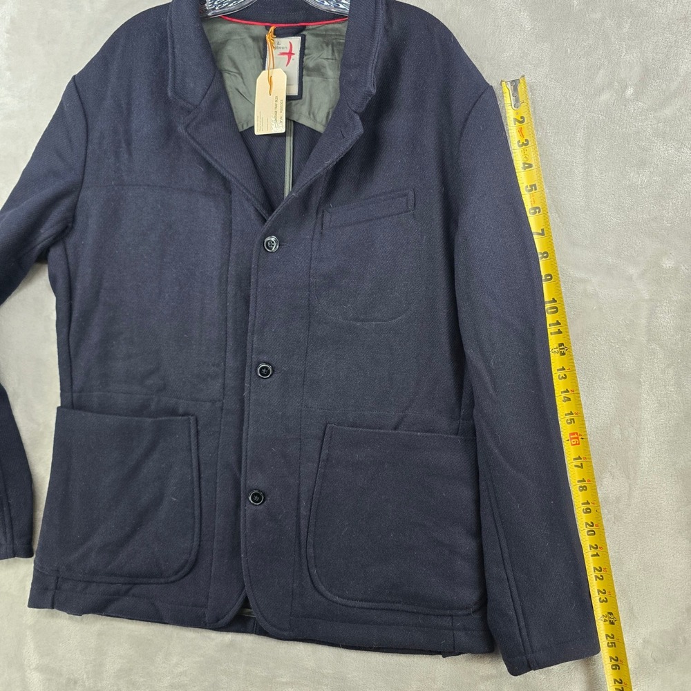 Relwen Heritage Trap Blazer Mens Large Navy Wool Blend Jacket Huckberry  NEW - Picture 6 of 7
